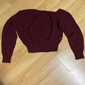SHEIN Burgundy Off-the-Shoulder Sweater